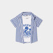 Ensemble coton chemise et débardeur bleu bébé garçon