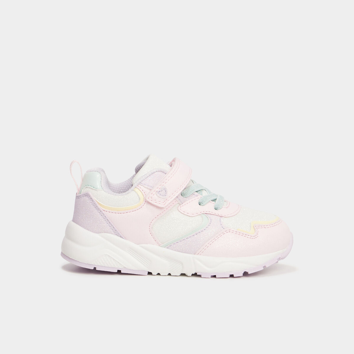 Baskets running à scratchs et paillettes rose fille