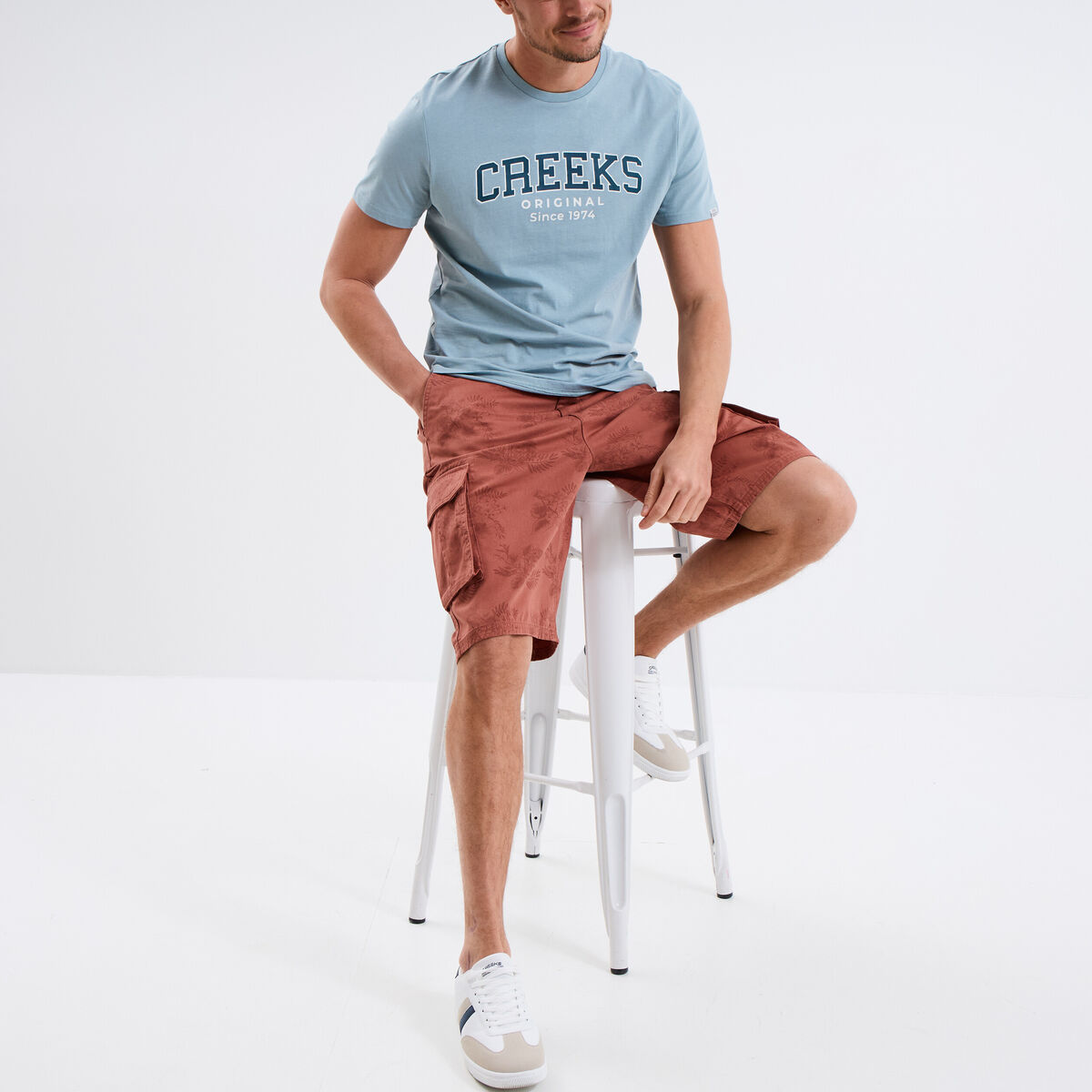 Bermuda cargo coton vieux rose homme