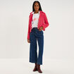 Veste biker en su&eacute;dine ajust&eacute;e rose cerise femme