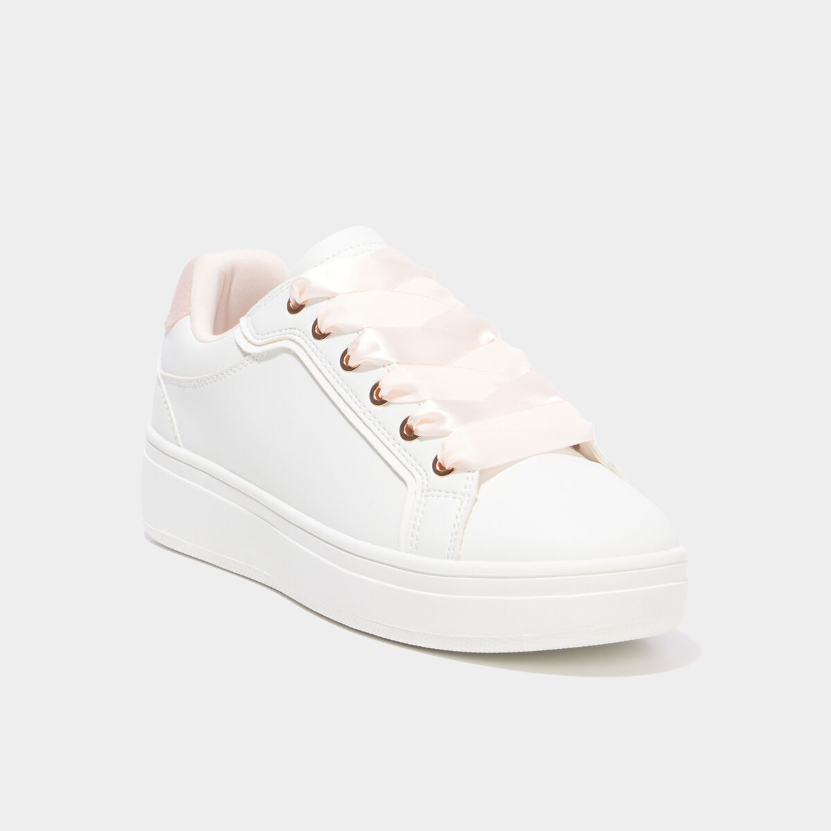 Baskets basses semelles &eacute;paisses blanc femme