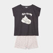 Ensemble pyjama short 2 pièces coton gris foncé femme