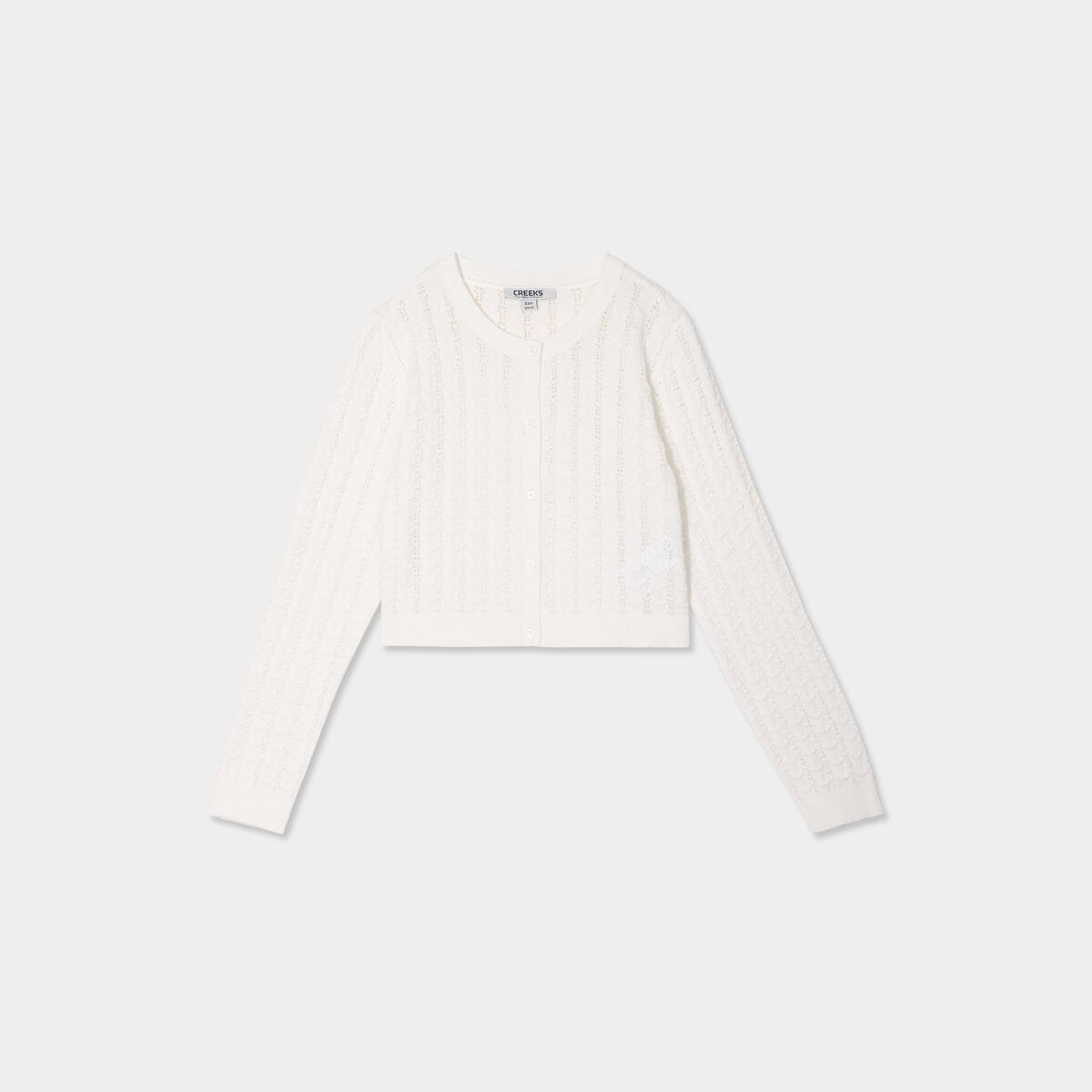 Gilet court manches longues coton ivoire fille