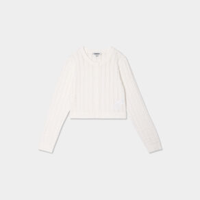 Gilet court manches longues coton ivoire fille