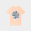 T-shirt col rond manches courtes coton orange fluo garçon
