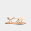Sandales paillettes et fleurs jaune or fille