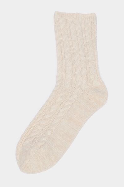 Lot 2 paires chaussettes torsades beige femme