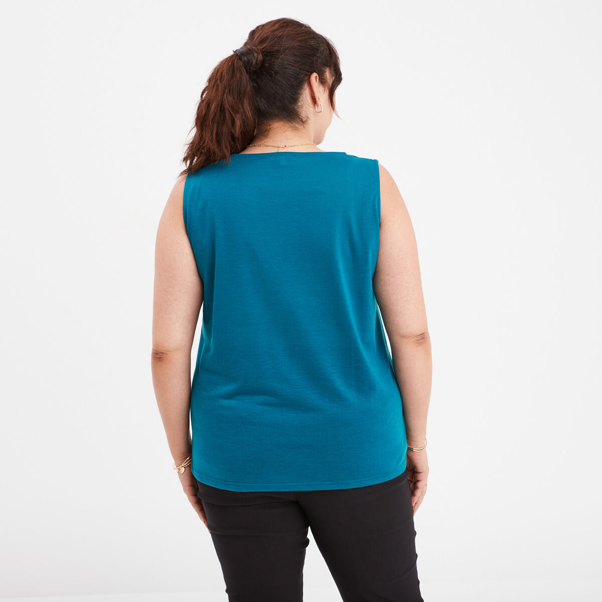 Débardeur col en V bleu canard femme grande taille