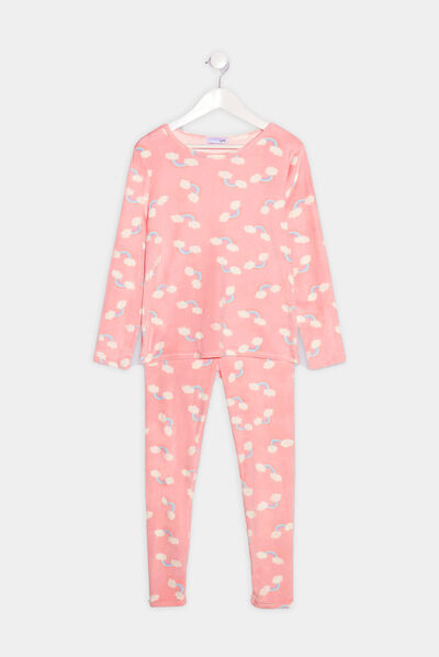 Ensemble pyjama 2 pièces velours rose fille