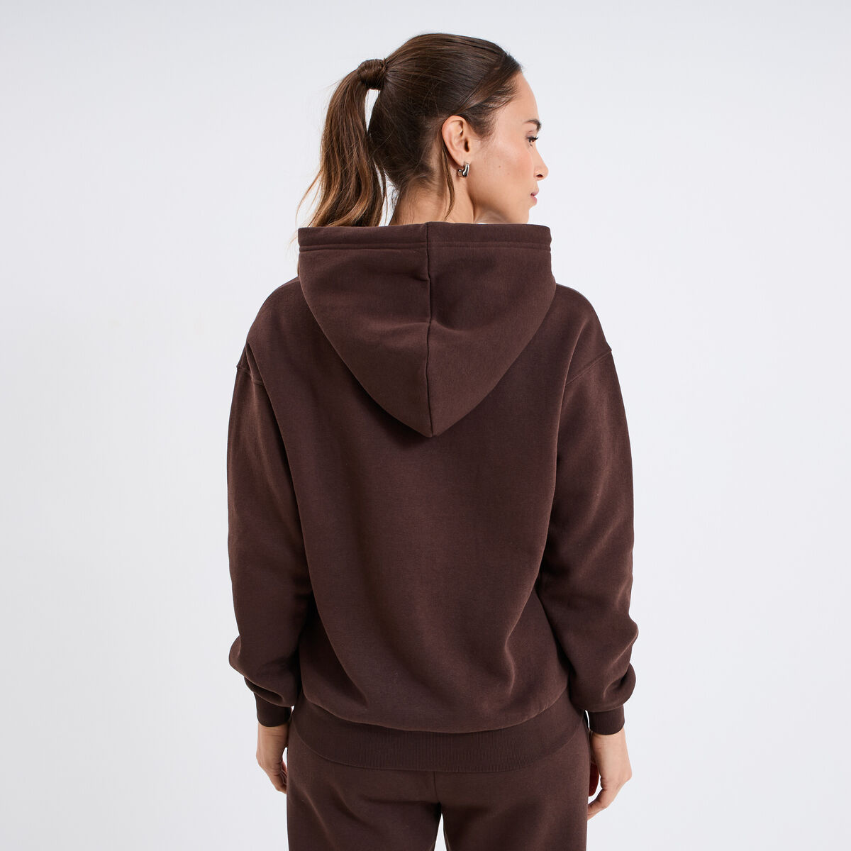 Sweat hoodie molleton à capuche marron foncé femme