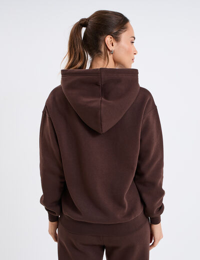 Sweat hoodie molleton à capuche marron foncé femme