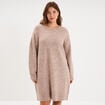 Robe pull oversize boutons &eacute;paule genou sable femme grande taille