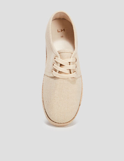 Derbies en toile à lacets jaune or femme