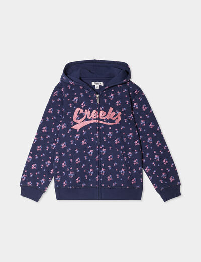 Sweat zippé à capuche Creeks bleu marine fille