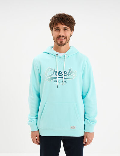 Sweat hoodie en molleton bleu turquoise homme