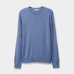 Pull droit col rond coton m&eacute;lang&eacute; bleu fonc&eacute; homme