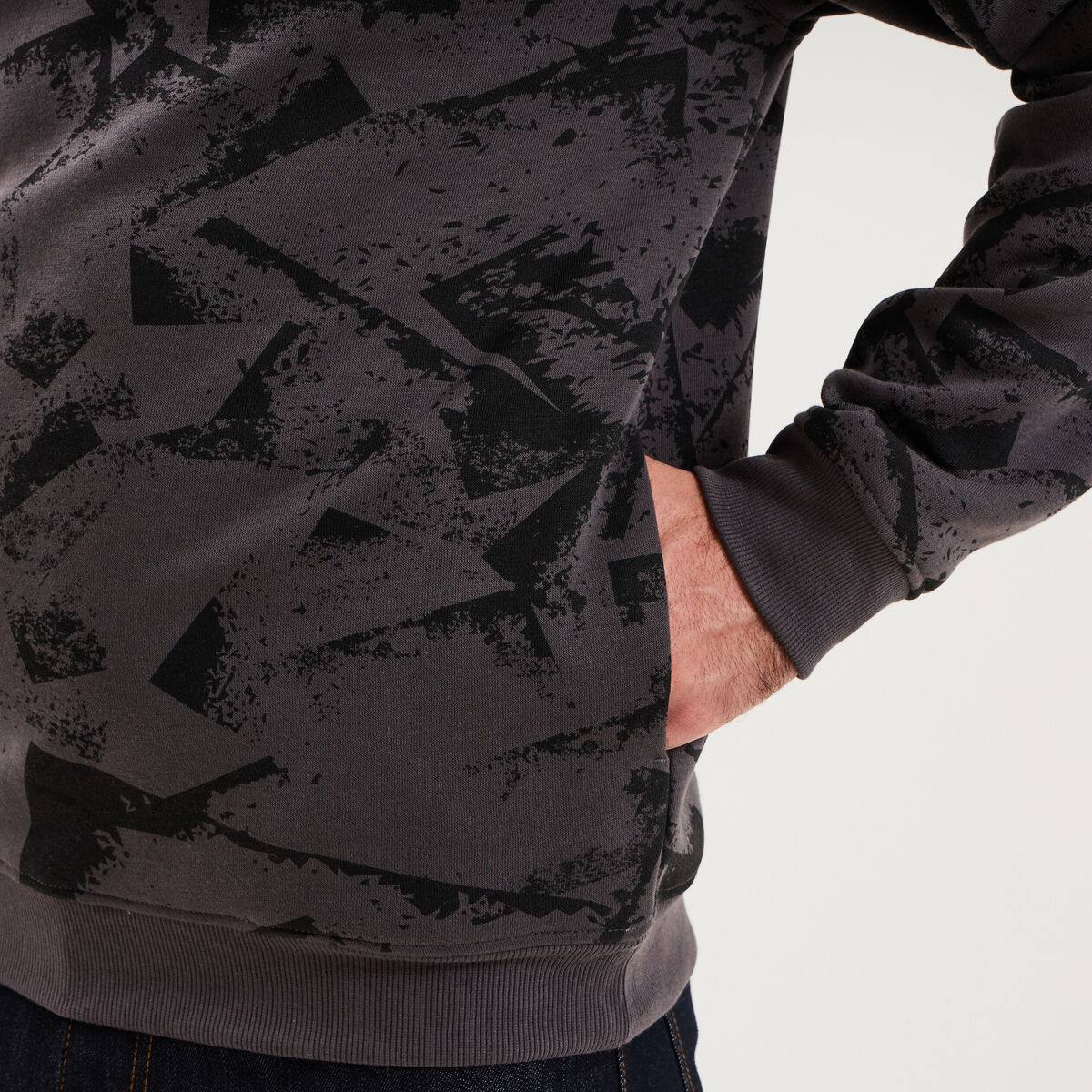 Sweat hoodie &agrave; capuche molleton gris homme