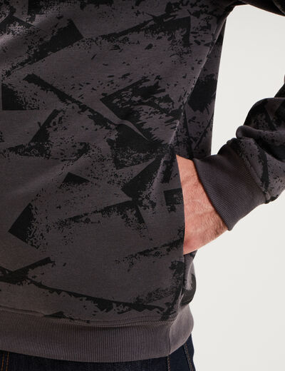 Sweat hoodie &agrave; capuche molleton gris homme