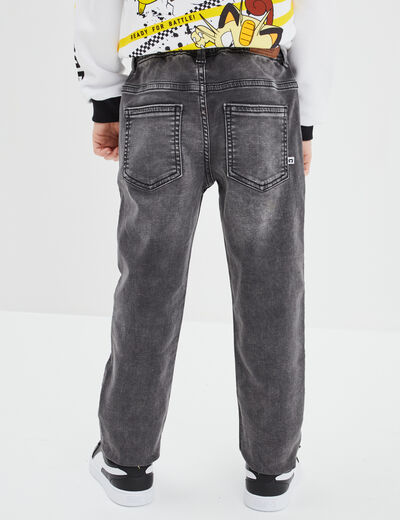 Jean stretch jogger taille élastiquée denim gris garçon