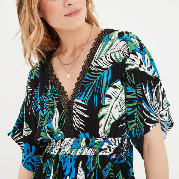 Robe longue évasée noir femme