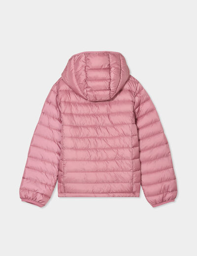 Doudoune légère zippée à capuche vieux rose fille