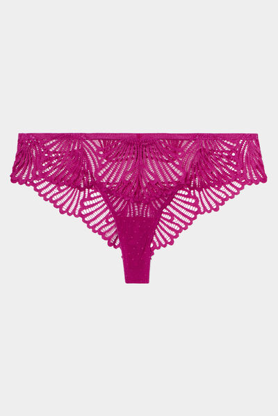Tanga en dentelle Ingrid violet femme grande taille