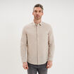 Chemise manches longues coton beige homme