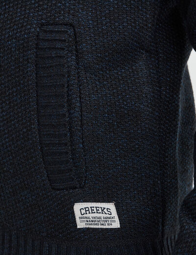 Gilet zippé doublé à capuche bleu marine homme
