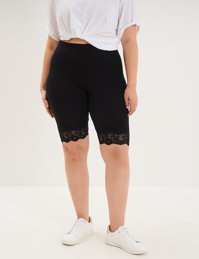 Short legging cycliste &agrave; dentelle noir femme grande taille