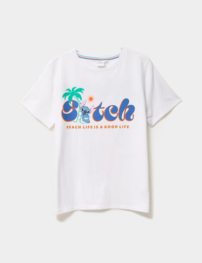 T-shirt manches courtes Stitch blanc femme