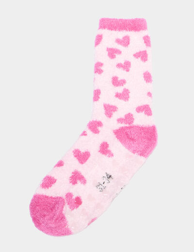 Lot 2 paires chaussettes d'int&eacute;rieur rose fille