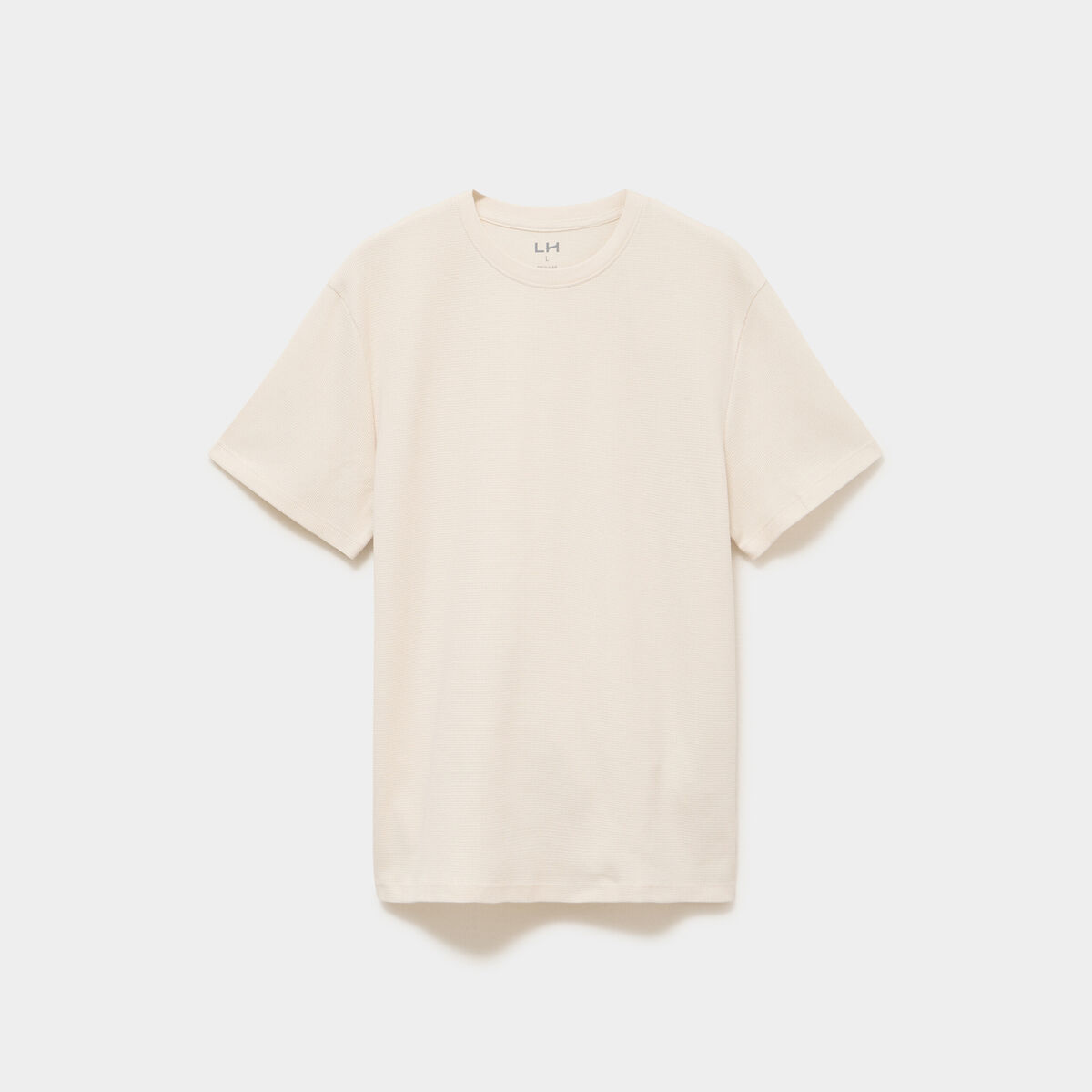 T-shirt textur&eacute; droit col rond coton ecru homme
