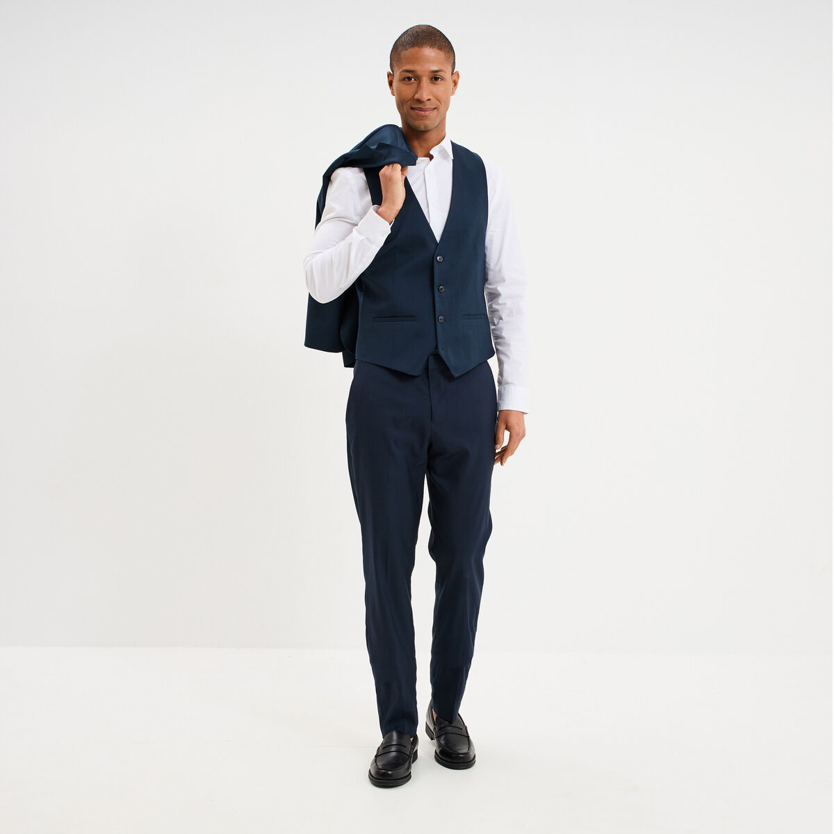 Gilet de costume sans manches bleu marine homme