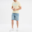 T-shirt col rond manches courtes coton jaune clair homme