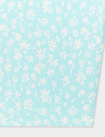 Legging 3/4 élastiqué coton bleu clair fille