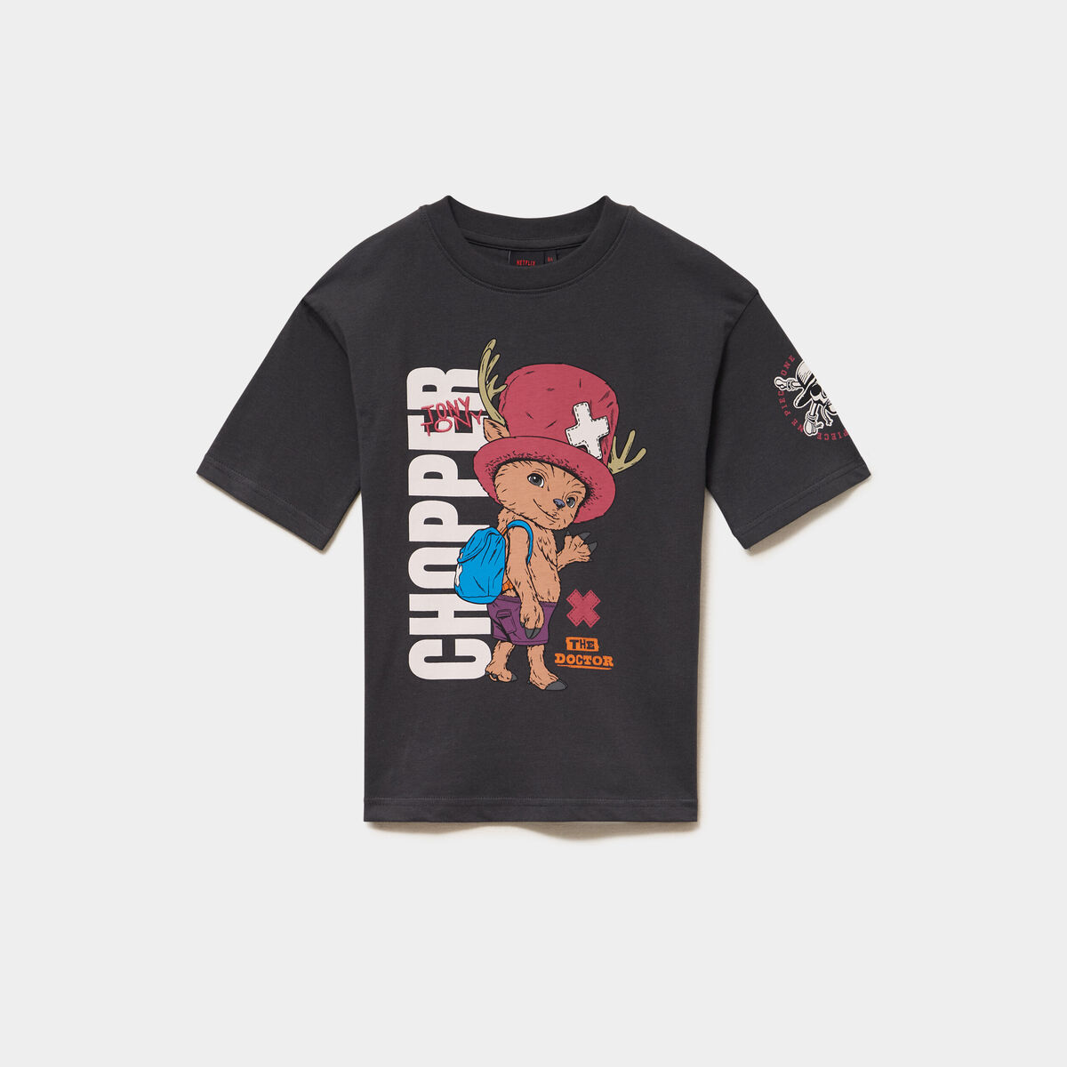 T-shirt coton One Piece Chopper noir gar&ccedil;on