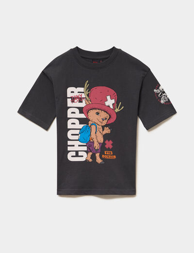 T-shirt coton One Piece Chopper noir gar&ccedil;on