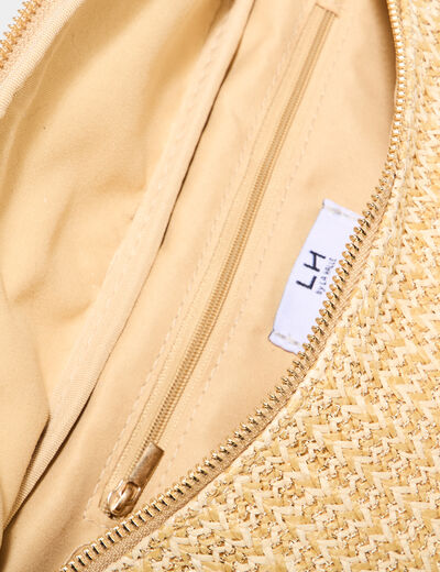 Sac banane effet tressé sable femme