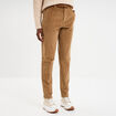 Pantalon chino slim effet velours vert kaki femme