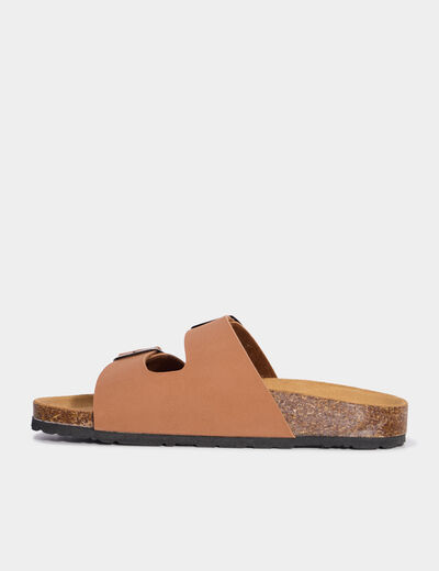 Mules avec doubles boucles marron femme