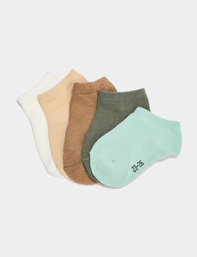 Lot 5 paires chaussettes invisibles sable b&eacute;b&eacute; gar&ccedil;on