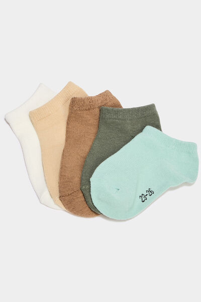 Lot 5 paires chaussettes invisibles sable b&eacute;b&eacute; gar&ccedil;on