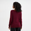 Pull col en V manches longues bordeaux femme