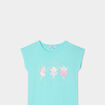 Chemise de nuit manches courtes coton bleu clair fille