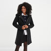 Manteau long ceintur&eacute; &agrave; capuche noir femme