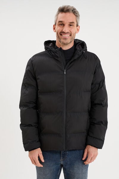 Doudoune courte &agrave; capuche d&eacute;perlante noir homme