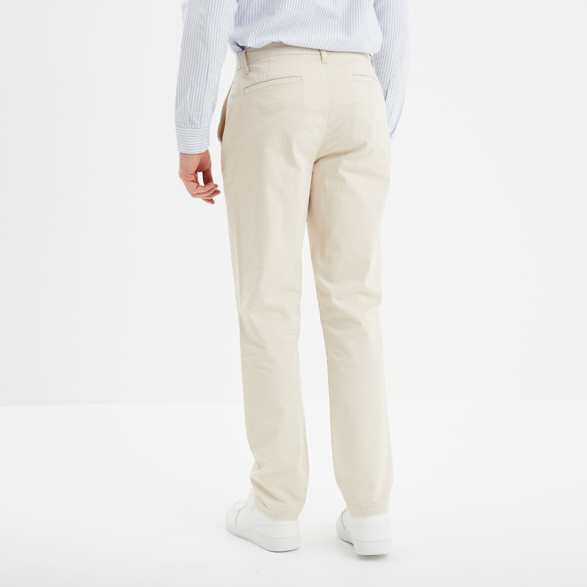 Pantalon chino droit stretch retroussé beige homme