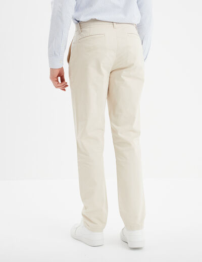 Pantalon chino droit stretch retroussé beige homme