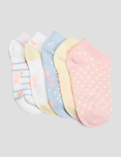 Lot 5 paires chaussettes invisibles multicolore fille