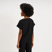 T-shirt gaufr&eacute; col rond manches courtes noir femme